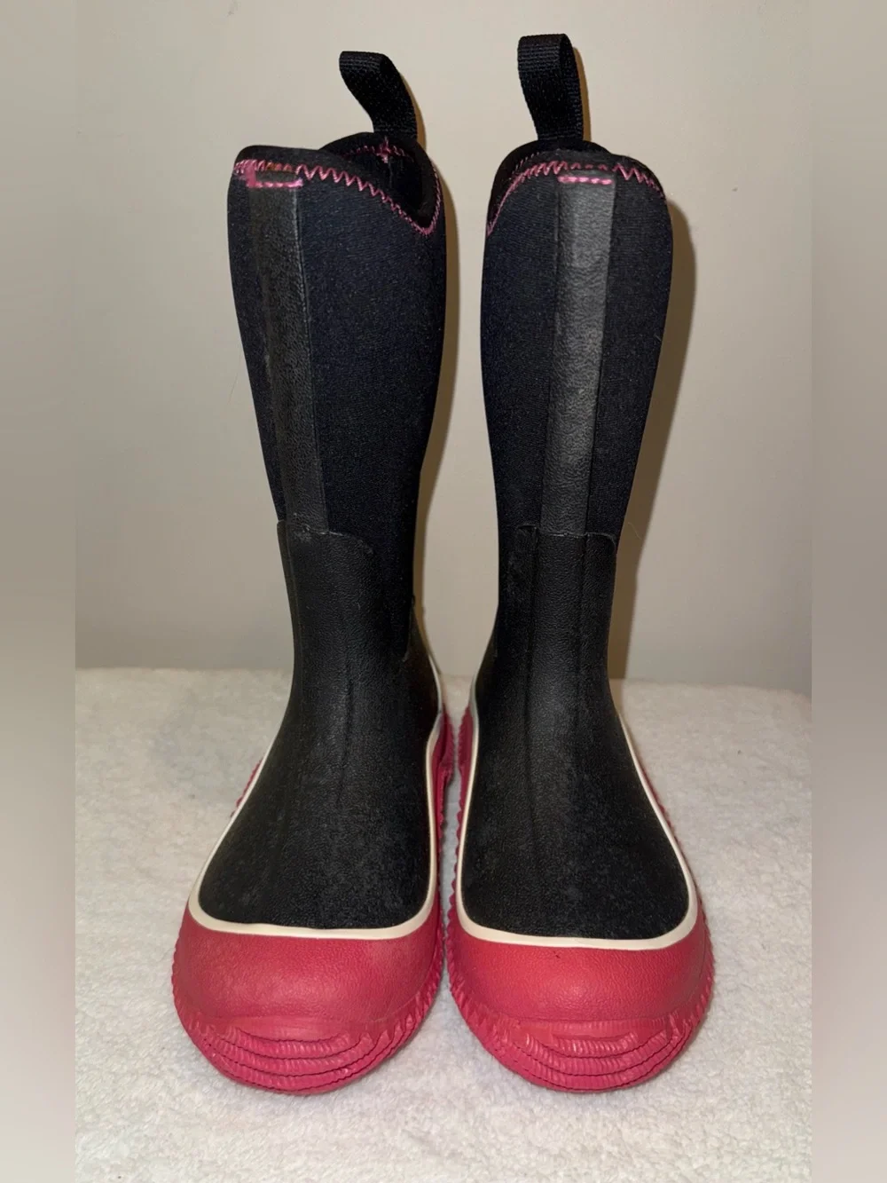 Muck Boot Company Kids Waterproof Neoprene Rain Boots Black Pink Youth Size 12
